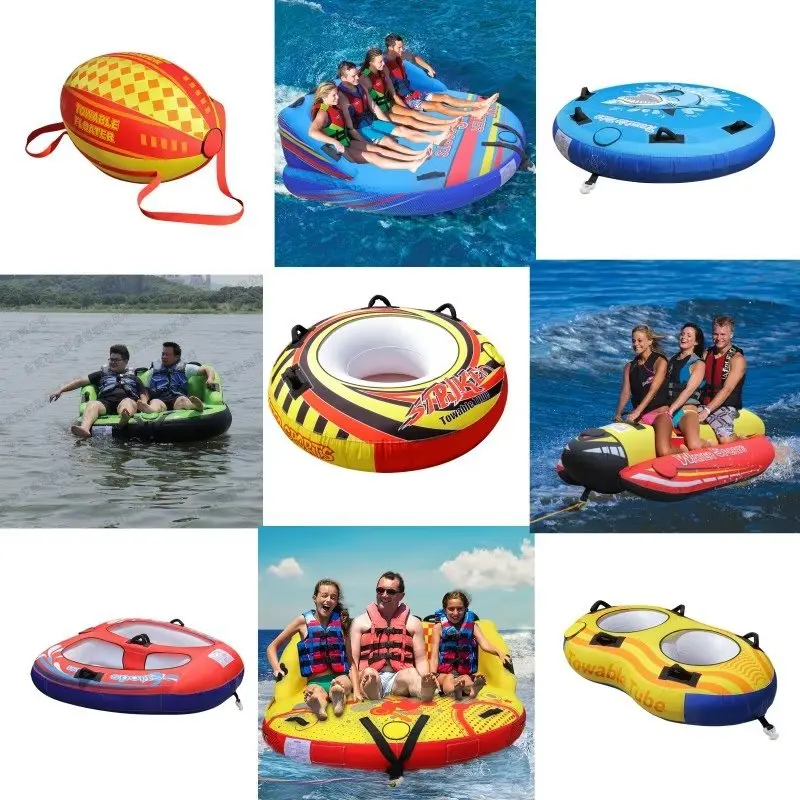 3 Person Towable Water Raft Tube for Boating  Hot Dog Large Inflatable Towable Tube for Adults Water Sports Equipment