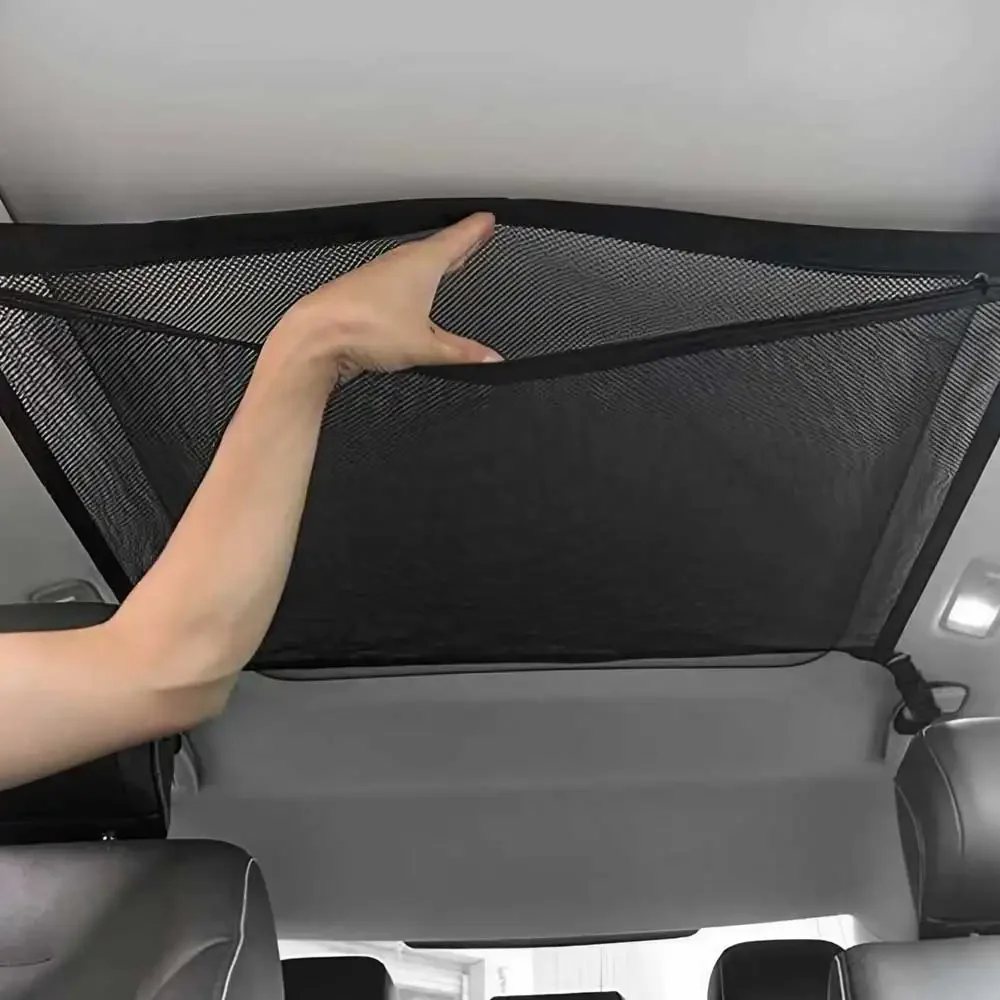 Car Ceiling Storage Net Pocket Car Roof Bag Interior Cargo Net Breathable Mesh Bag Auto Stowing Tidying Interior Accessories