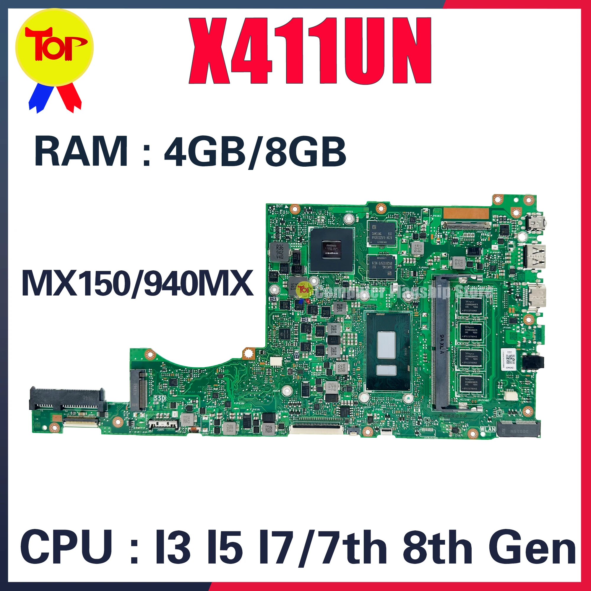 

KEFU X441UN Mainboard S4000V X411UQ S4200V X411UF K411U A411U S4100V X411UV F411U X411U X411UNV Laptop Motherboard I3 I5 I7