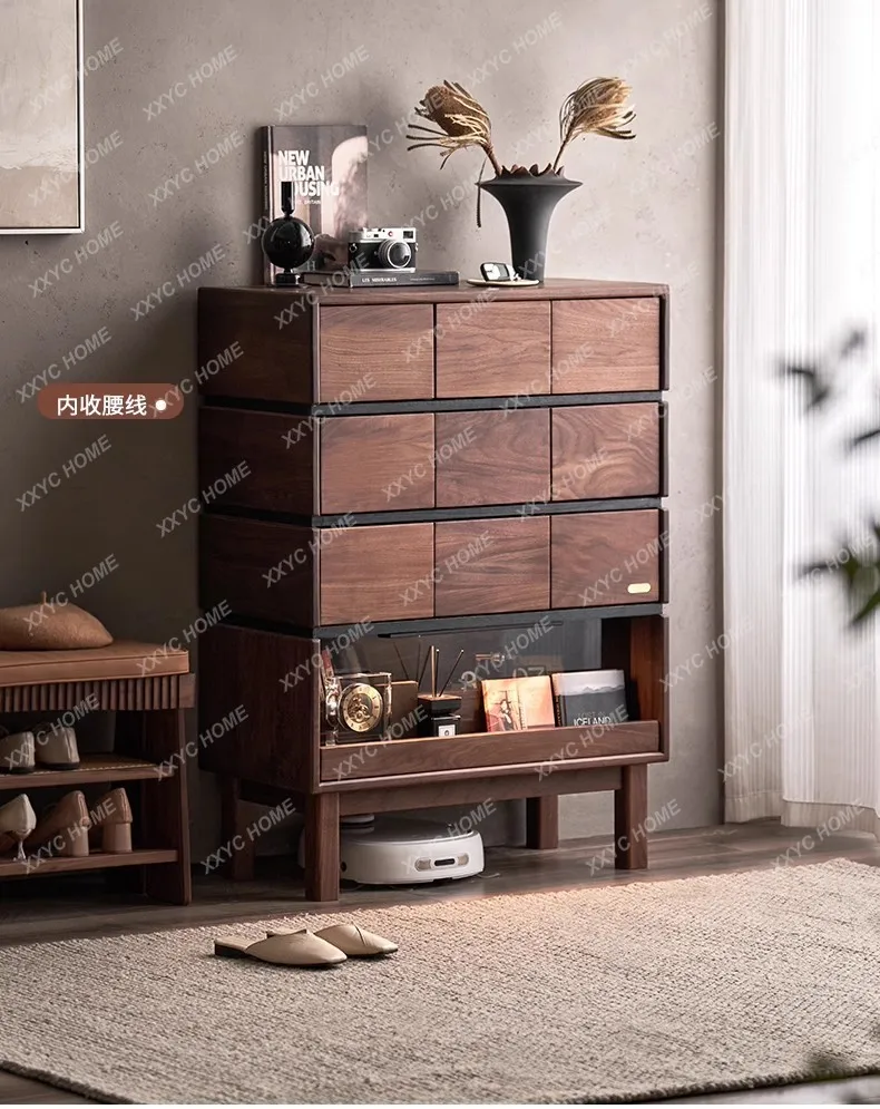 

Простой шкафчик для хранения в спальне из массива черного ореха для гостиной и дома.