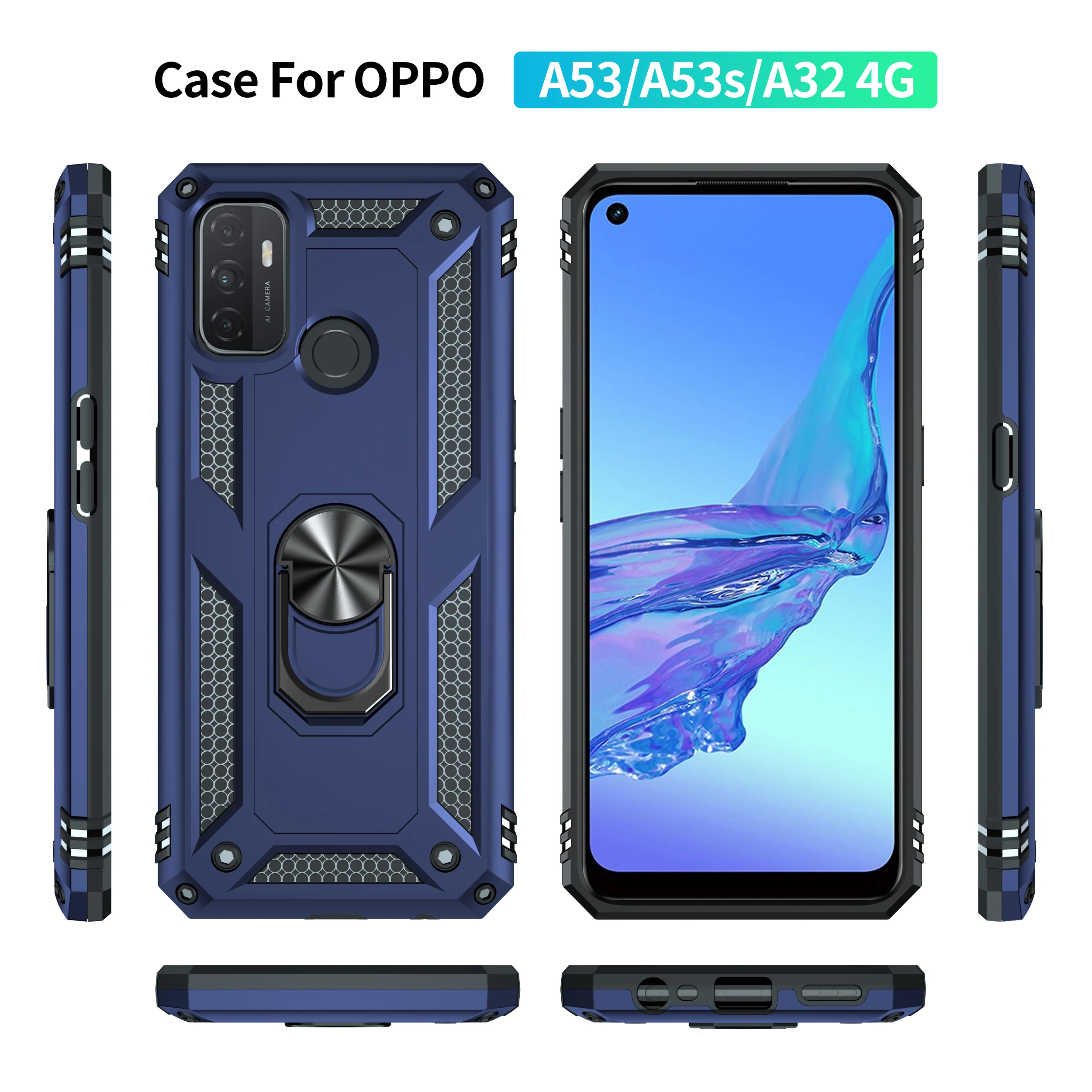 Shockproof Cover For Oppo A53 S A32 Case Oppo A53S Ring Holder Phone Case For OPPO A53 CPH2127 A53S CPH2135 A32 PDVM00 Funda