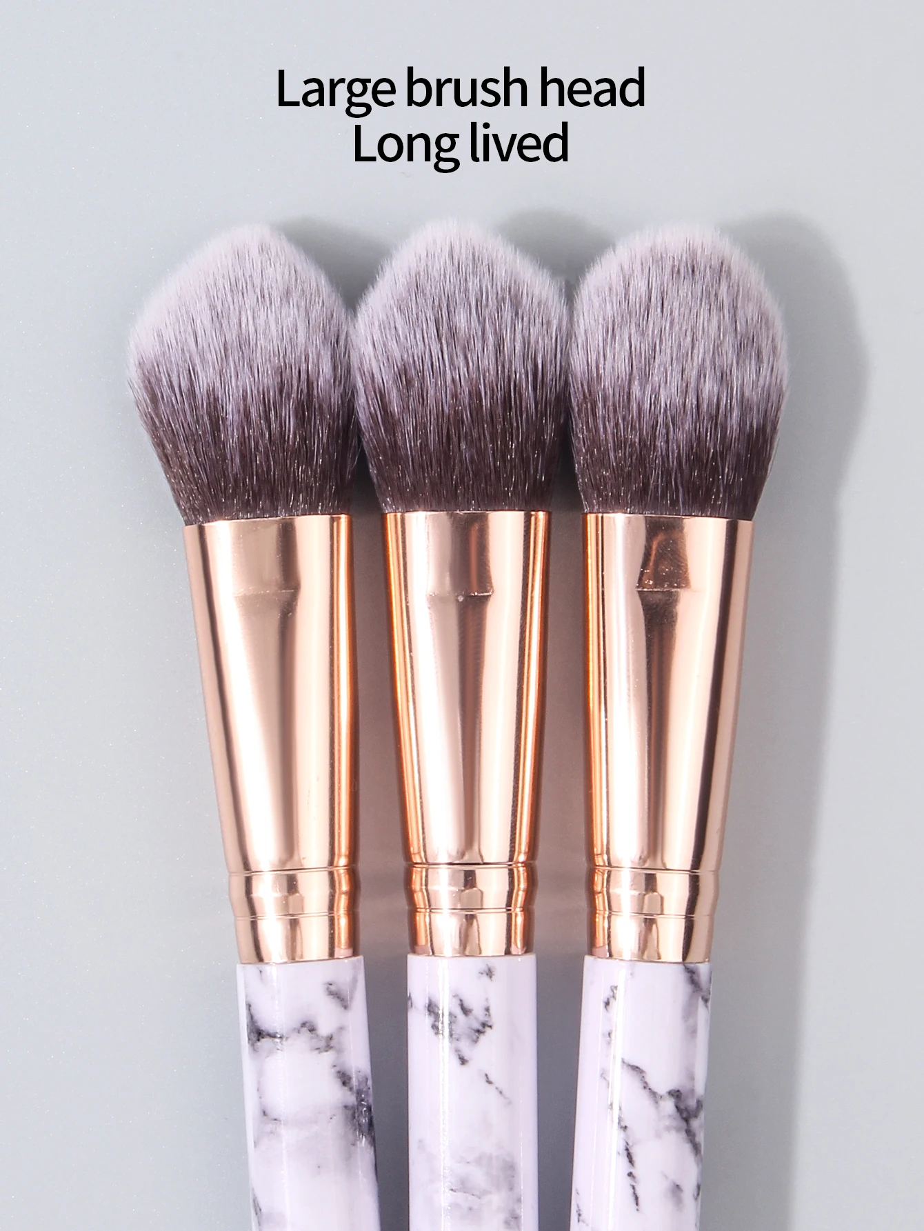 3PCS make-upborstel met marmeren textuur, blushborstel, poederborstel, contourborstel, contourborstel, gezichtsschoonheidstools