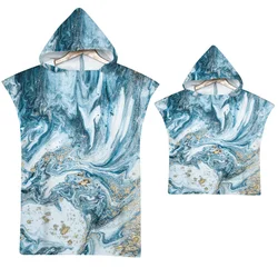 Luxury Marble Beach Towel Microfiber Quick Dry Gilding Hooded Cloak Wetsuit Adult Kid Parent-Child Poncho Bathrobe for Swim Surf