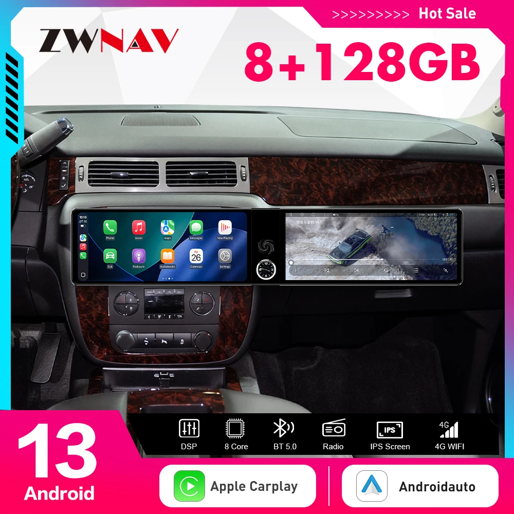 

Двухэкранный мультимедийный проигрыватель с GPS-навигацией и CarPlay для GMC Yukon 2007-2012, автомобильная магнитола, головное устройство