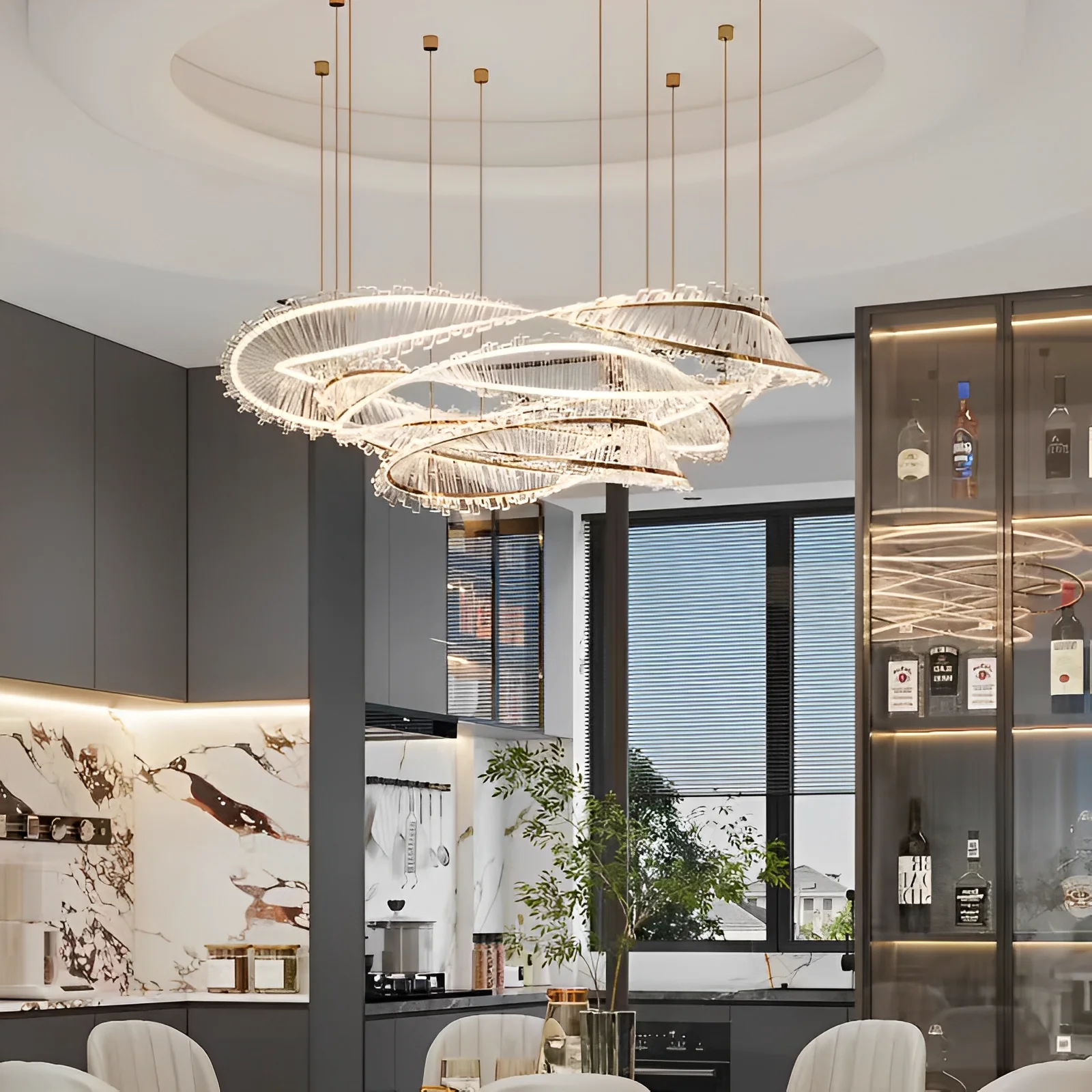 

Light luxury living room main lamp crystal lamp post-modern minimalist restaurant designer creative