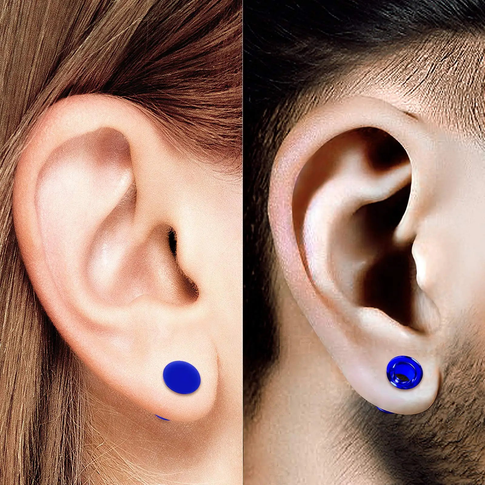 1 Pair Blue Silicone Double Flared Saddle Piercing Jewelry Stretcher Ear Plugs Earring Lobe Acrylic External Flesh Tunnel 3-20mm