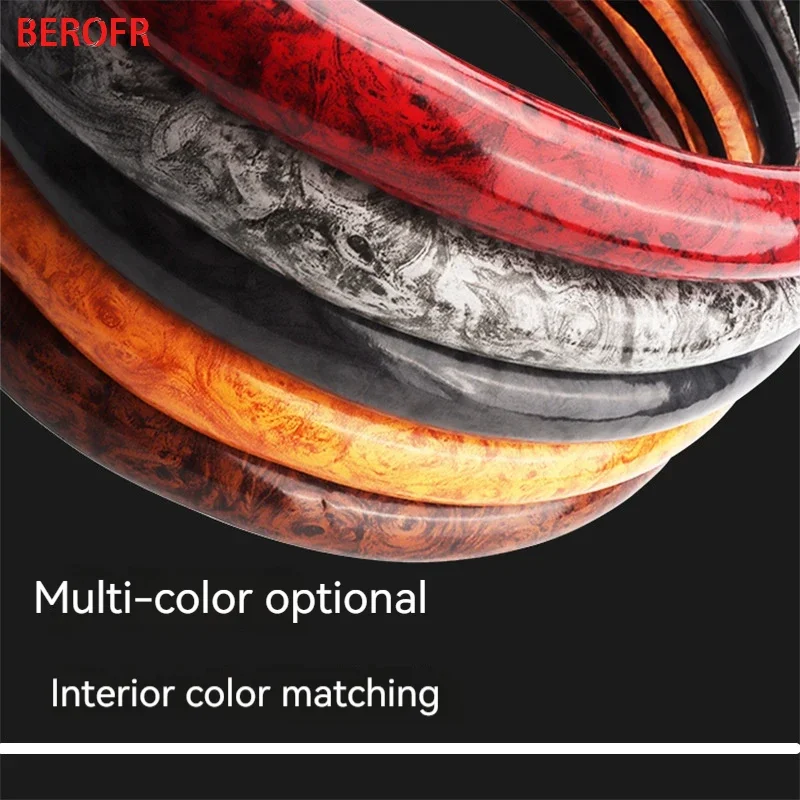 For Toyota Land Cruiser Prado FJ Cruiser Car Steering Wheel Cover Non-slip Mahogany Wood Grain  Auto Accessories