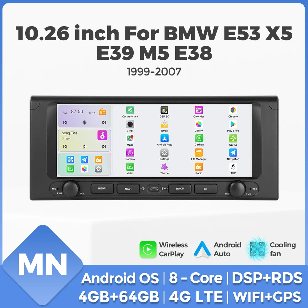 Sistema de radio inteligente con sistema operativo Android MEKEDE&NAVIFLY para BMW E53 X5 E39 M5 E38 1999 - 2007 Reproductor multimedia central Carplay