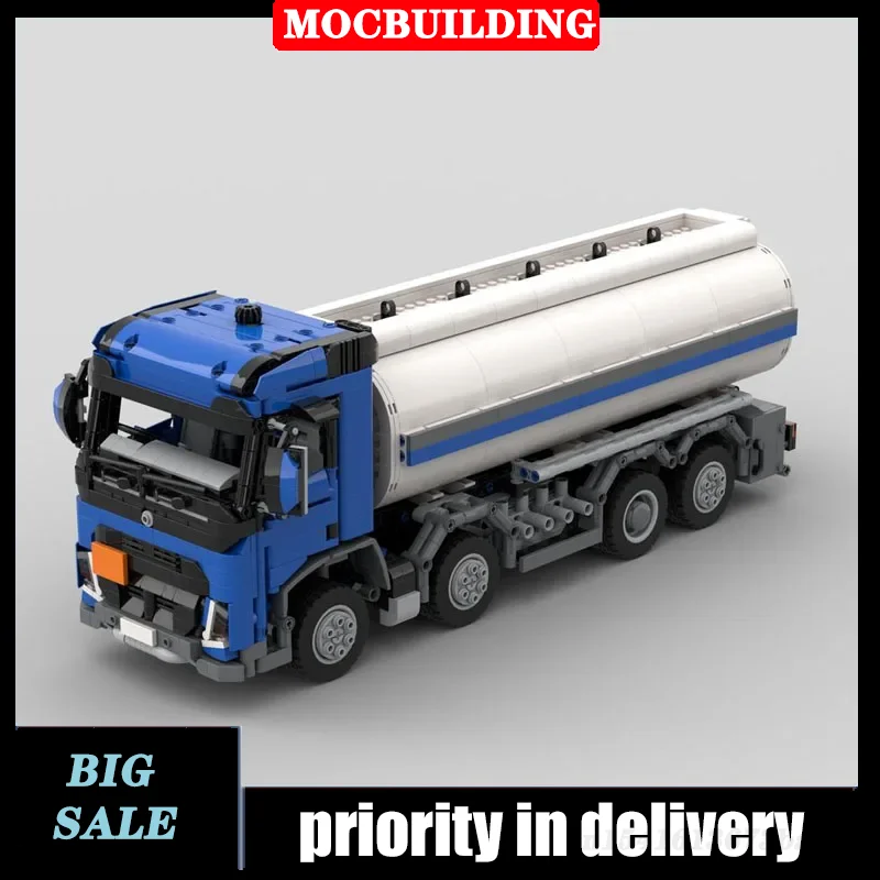 MOC City Technology 8x2 Fuel Tank Car Model Building Block Assembly Truck Boy Toy Birthday Gift