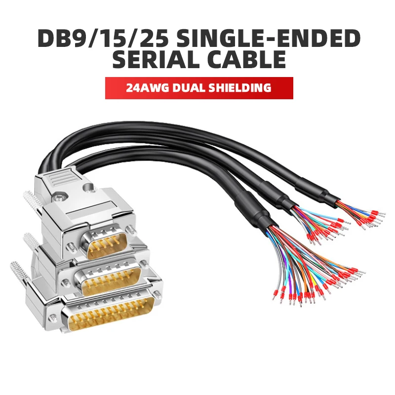 

232 Serial Port Wire DB9 DB15 DB25 Data Cable 24AWG 9/15/25 Pin Single Head Terminal Line Male Female DB 9Pin Shielded Data Cord