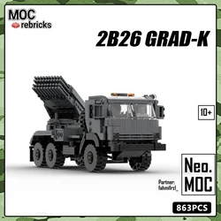 MOC Military Series Russian 2B26 Grad-K Multiple Launch Rocket System Building Block Launcher Vehicle Model Bricks Toys for Kid