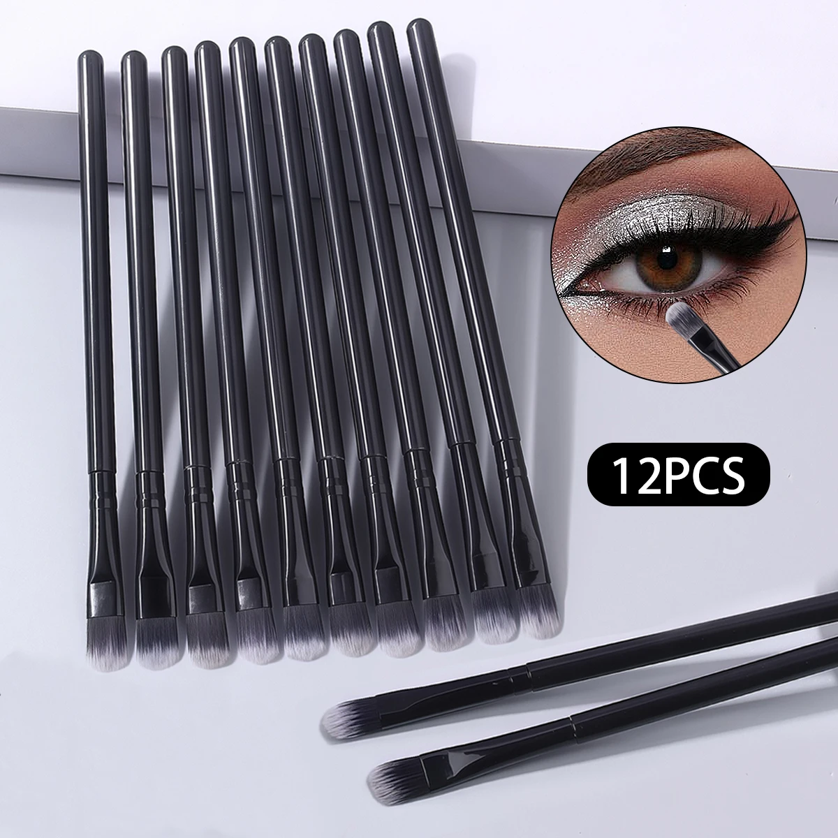 12 pièces de pinceaux de maquillage pour les yeux doux, pinceaux pour fard à paupières, pinceaux pour taches, pinceaux à sourcils, pinceaux anti-cernes et outils de beauté