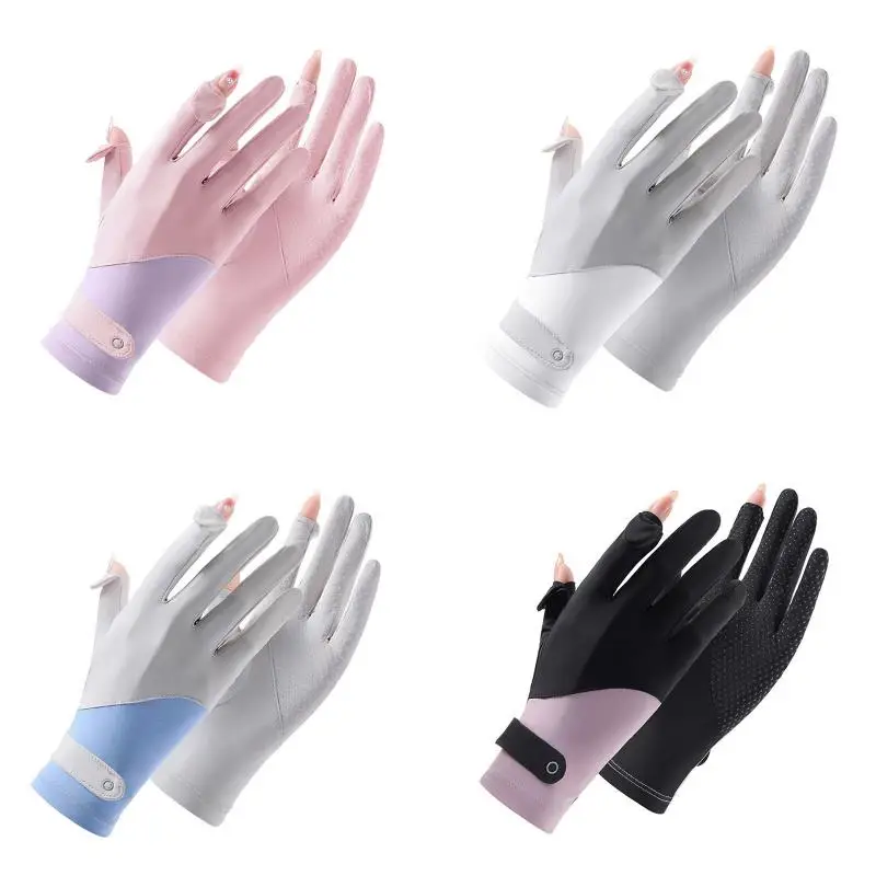 

Lady Sunscreen Ice Silk Gloves Female Summer Sun Protection Gloves Fashion Cycling Driving Running Mittens Thin Anti-UV Gloves