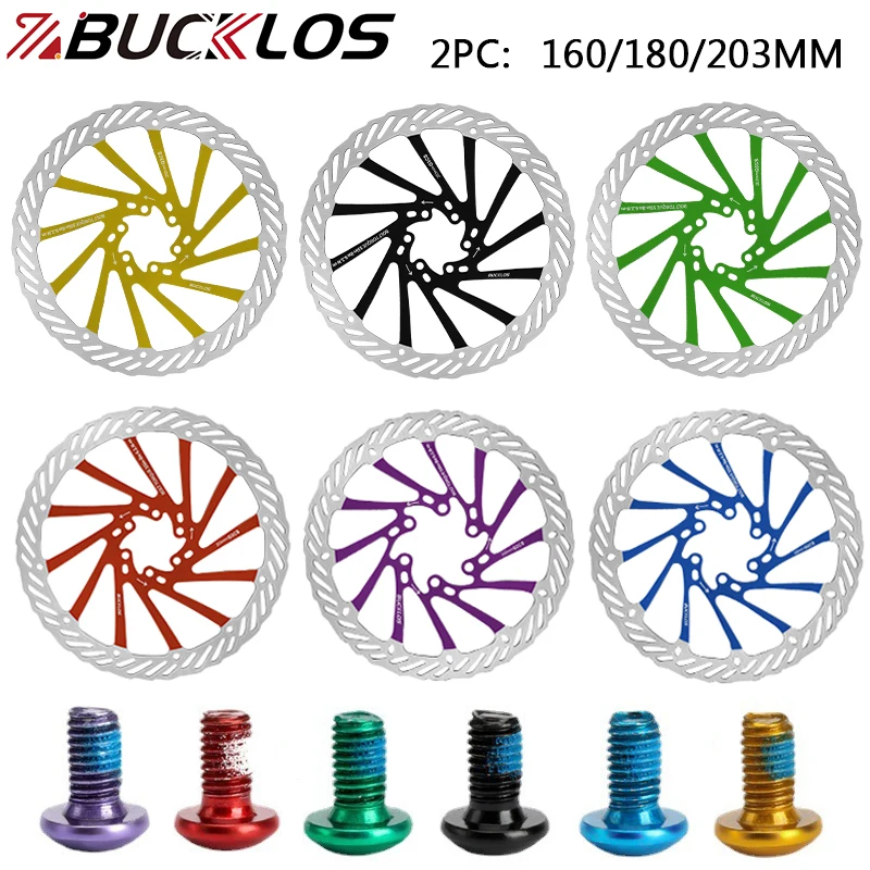 BUCKLOS 자전거 로터 열 분산 자전거 브레이크 디스크, 내구성 자전거 유압 디스크 로터, 160 180 203mm, T25 브레이크 볼트, 12 개, 2 개