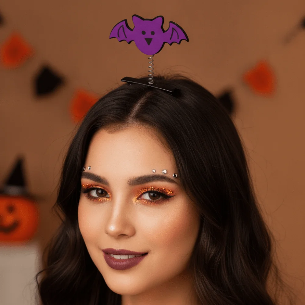Spring Loaded Halloween Hair Clips Glittery Shaking Effect Spring Hairpins Felt Fabric Lightweight Gothic Duckbill Clips