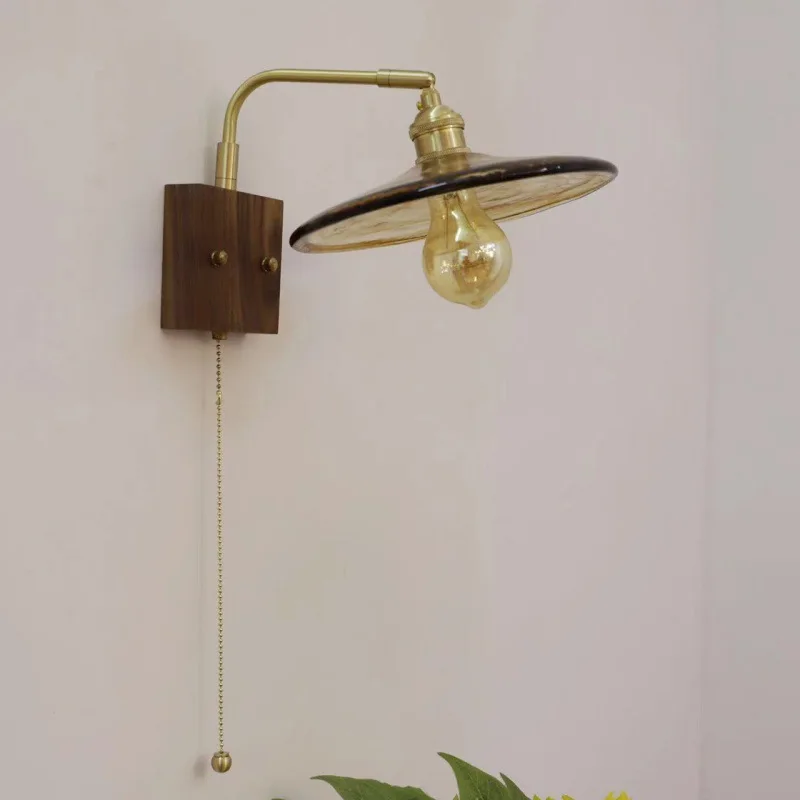 Copper LED Wall Lamp Retro Luxury Tricolor Wall Light Bedroom Living Room Corridor Interior Lighting