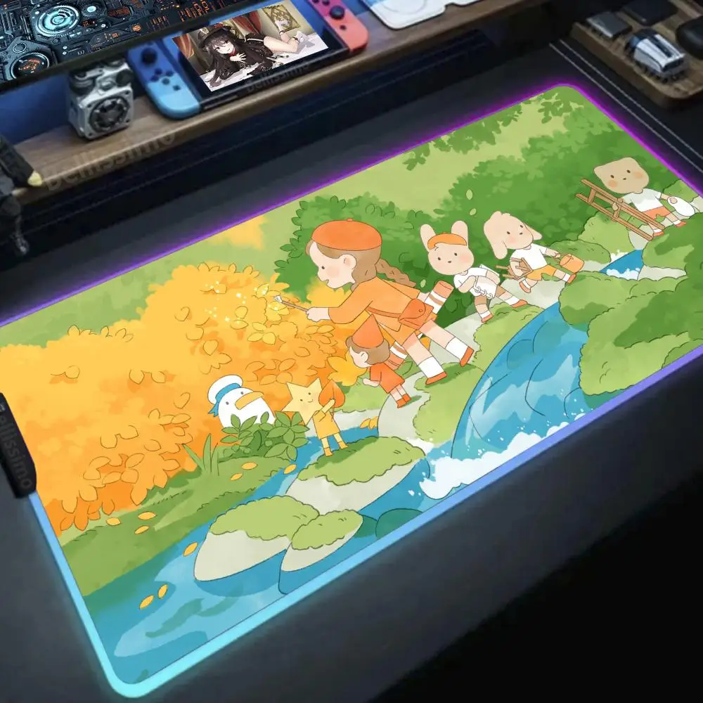 

Иллюстративный коврик для мыши, модный, RGB, аксессуары для офиса, игровые клавиатуры, компьютерные игры, светящиеся LED-коврики для геймеров, компьютерные коврики