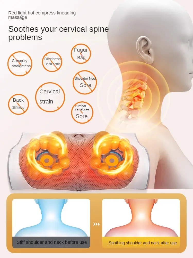 Imagem -04 - Massageador Cervical Doméstico Multifuncional Compressa Quente Travesseiro Almofada Artefato Costas Cintura Corpo Inteiro