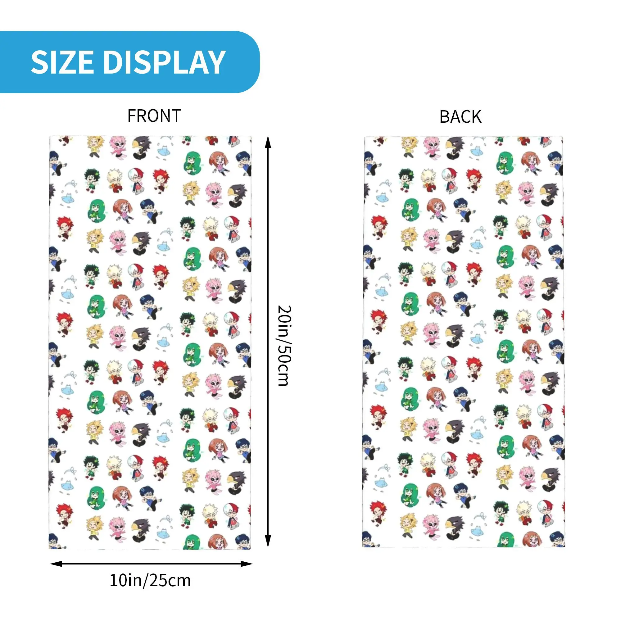 تشيبي ماي هيرو أكاديميا باندانا غطاء الرقبة قناع مطبوع وشاح متعدد الوظائف بالاكلافا الجري للجنسين الكبار يندبروف