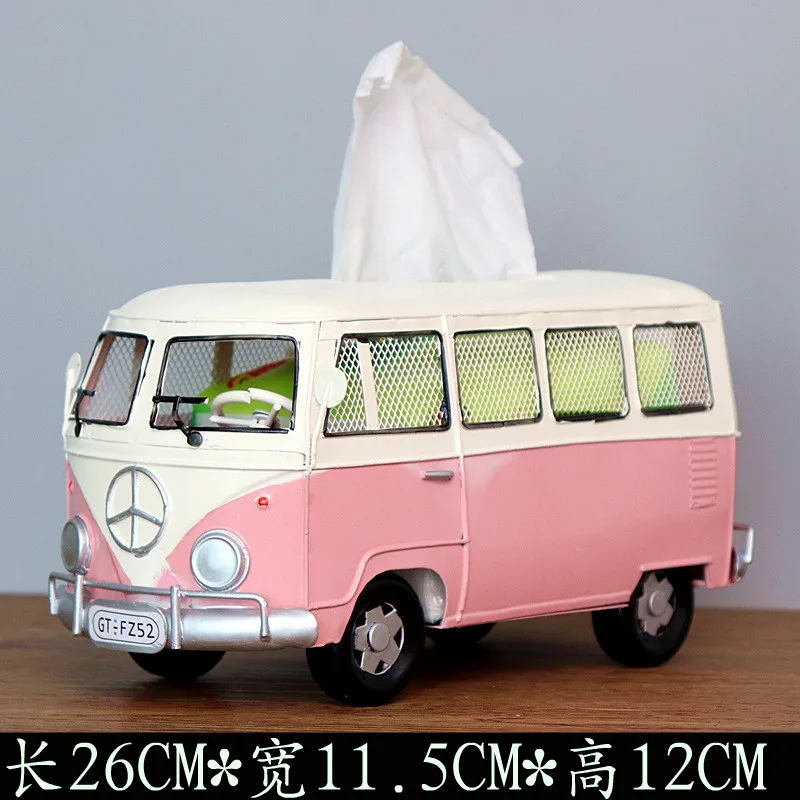 

Bus Tissue Box 26cm Retro Wrought Iron Creative Industrial Wind Bus Tissue Box