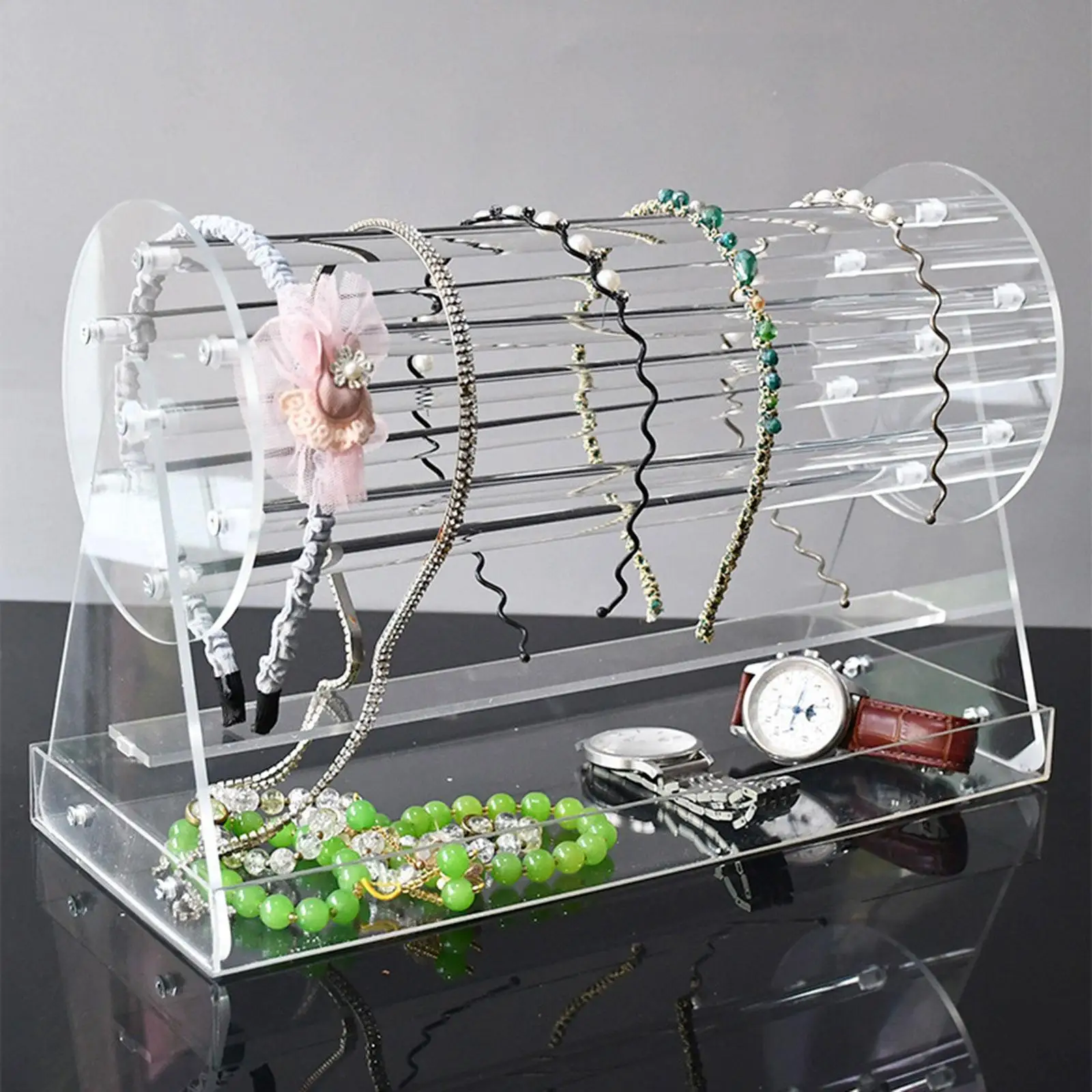 

Claw Clip Organizer Rotating with Tray Acrylic Transparent Hairband Holder