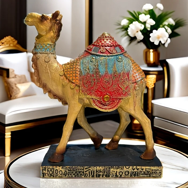 UAE 砂漠の黄金のラクダ樹脂工芸品 - サウジアラビア観光土産、手描きのオフィス装飾動物ホリデーギフト