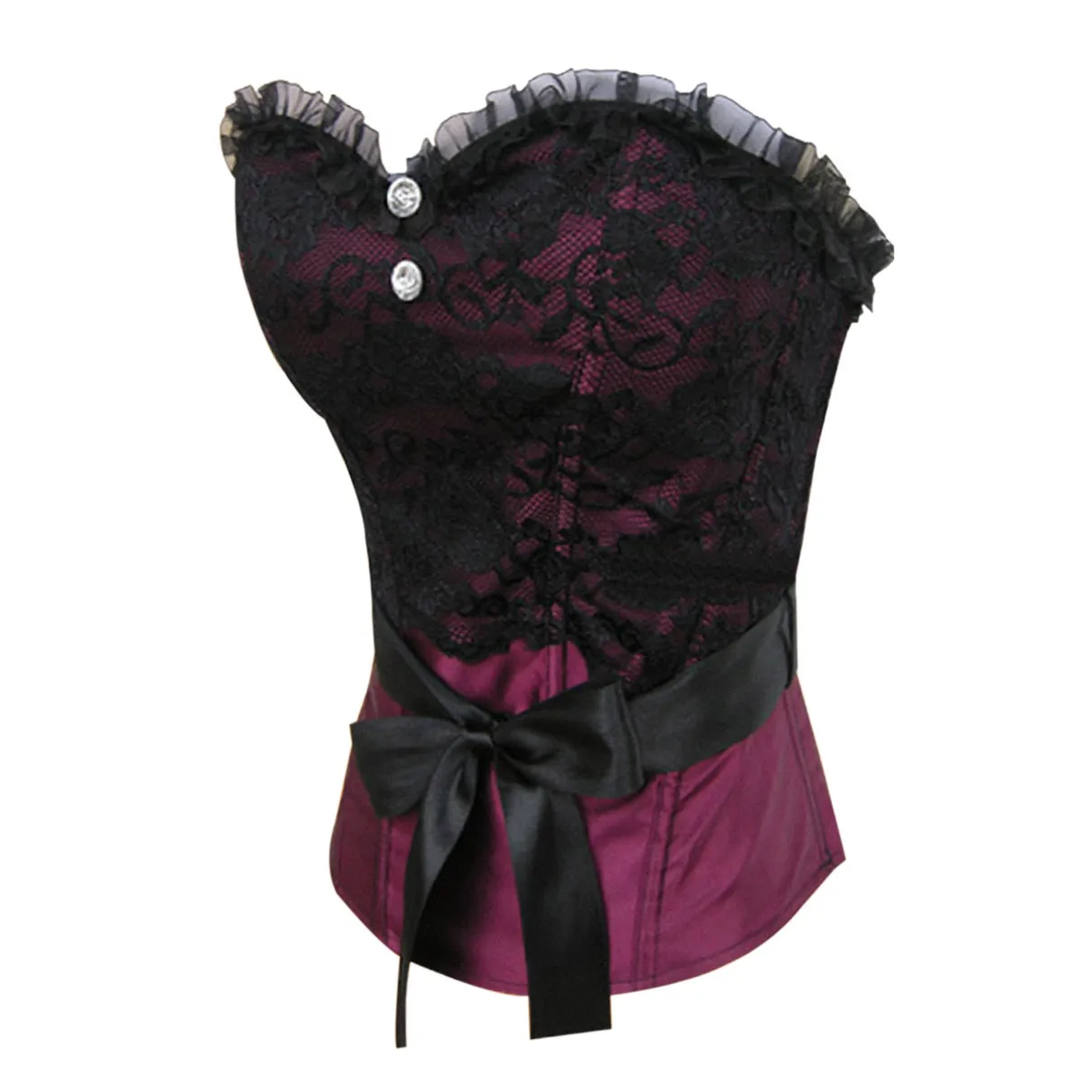 Bustier Corset Top for Women Elegant Satin Sexy Lace Bustiers Belt Bow Decoration Corselet Carnival Outfit Evening Party Costume