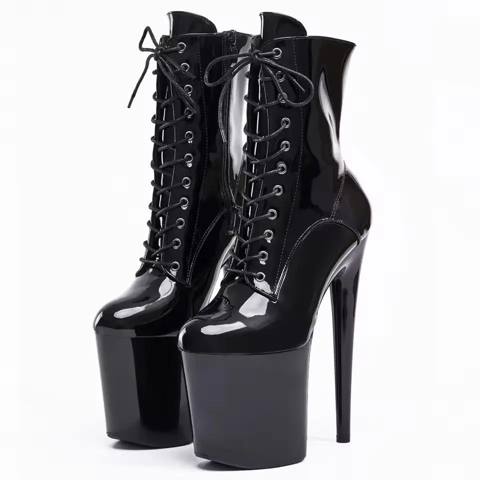 Extreme High Heels Platform Boots 8''/20CM Lace-Up Sexy Ankle Boots for Pole Dancing Edgy Stage Performance Wear