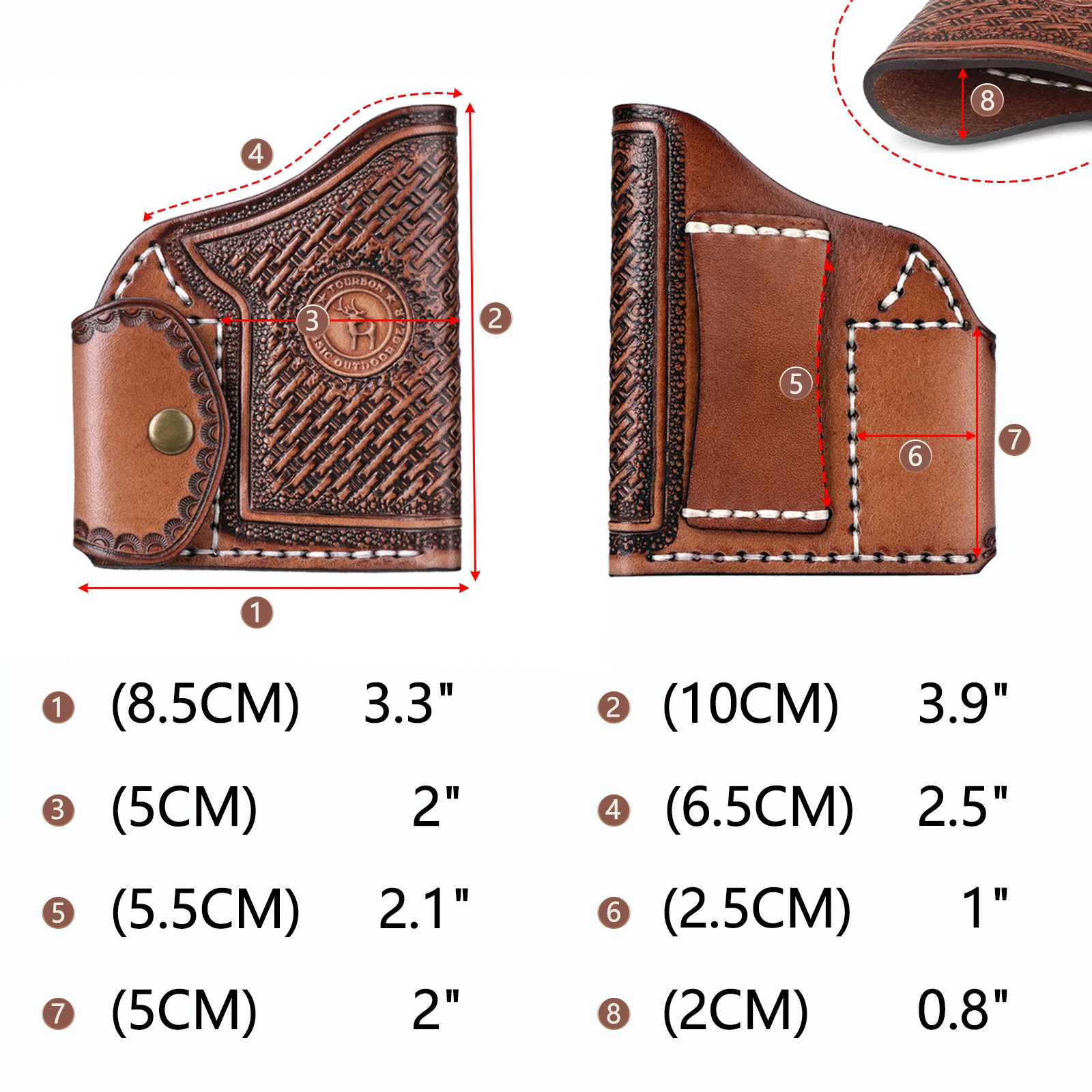 Tourbon Hunting Accessories Leather Pistol Storage Waist Pouch Handgun Belt Holster Fits 22 Mag Mini Revolver Brown