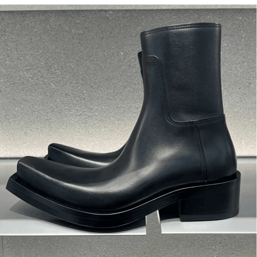 2025 Chelsea British Casual Fashion Handsome Men's High-top Trendy Inner Heightening Locomotive Boots Pointed