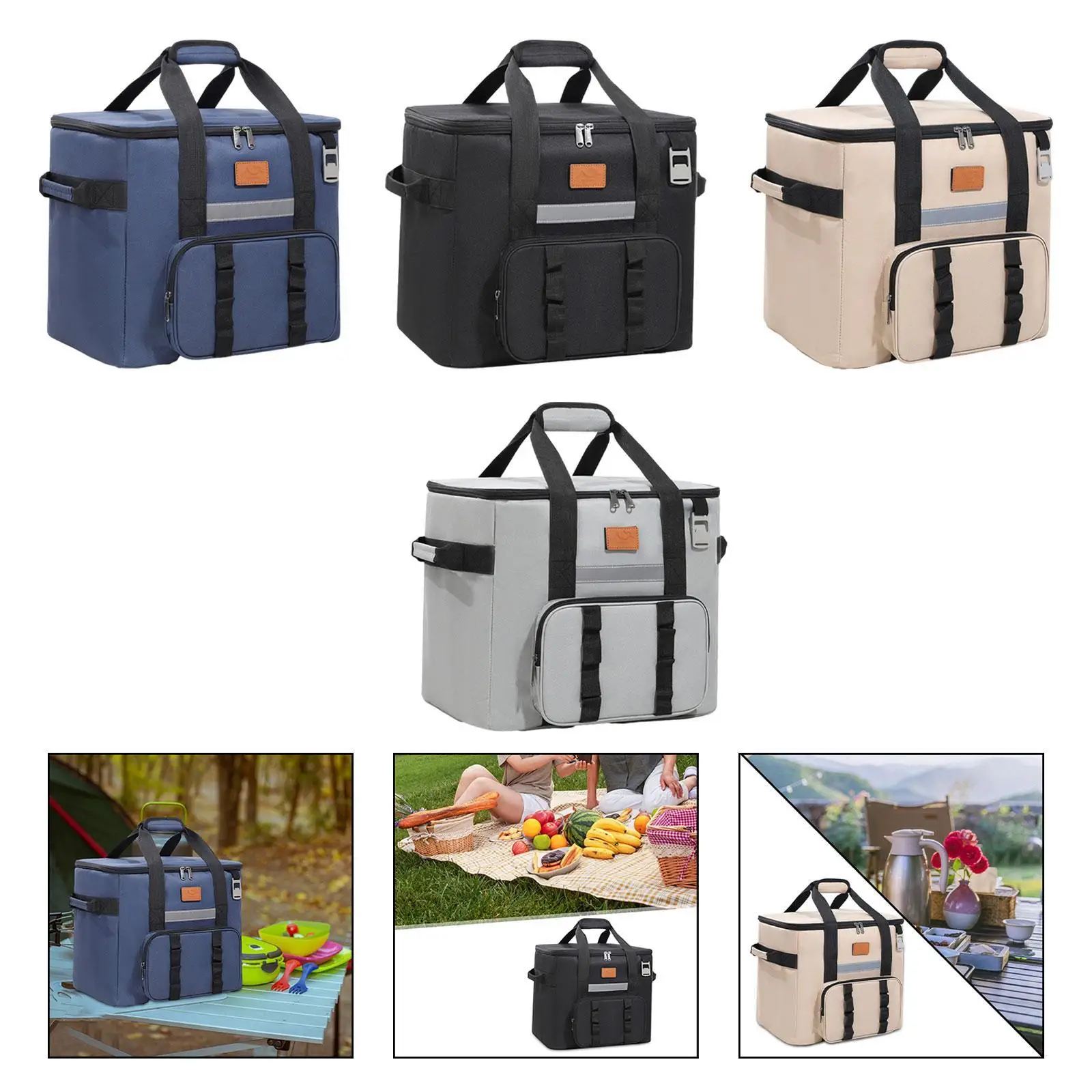 

Insulated Cooler Bag Portable Food Container Hot Cold Food Thermal Bag for Camping Travel Park Day Trips Work Lunch Fishing