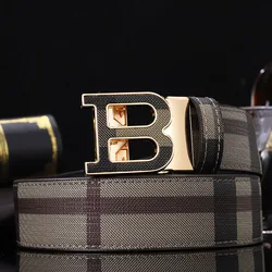 Belts Men width 3.4cm Luxury Brand Designer Fashion Automatic Buckle Genuine Leather Men's Jeans High Quality Waist Male Strap