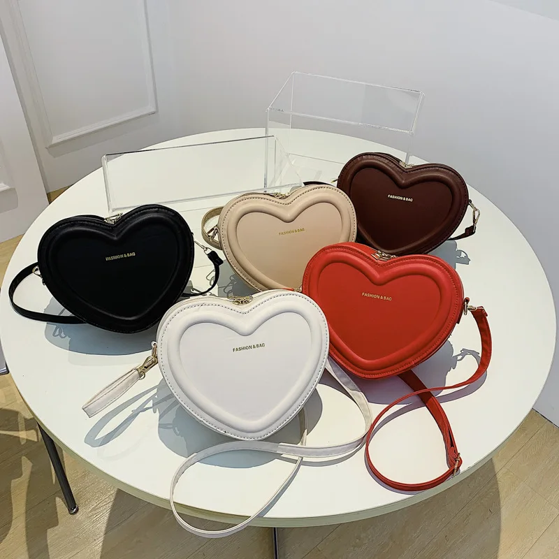 Fashion Heart Shape Crossbody Bags For Women New Solid Pu Leather Shoulder Bag Casual Ladies Handbags Designer Women Bags