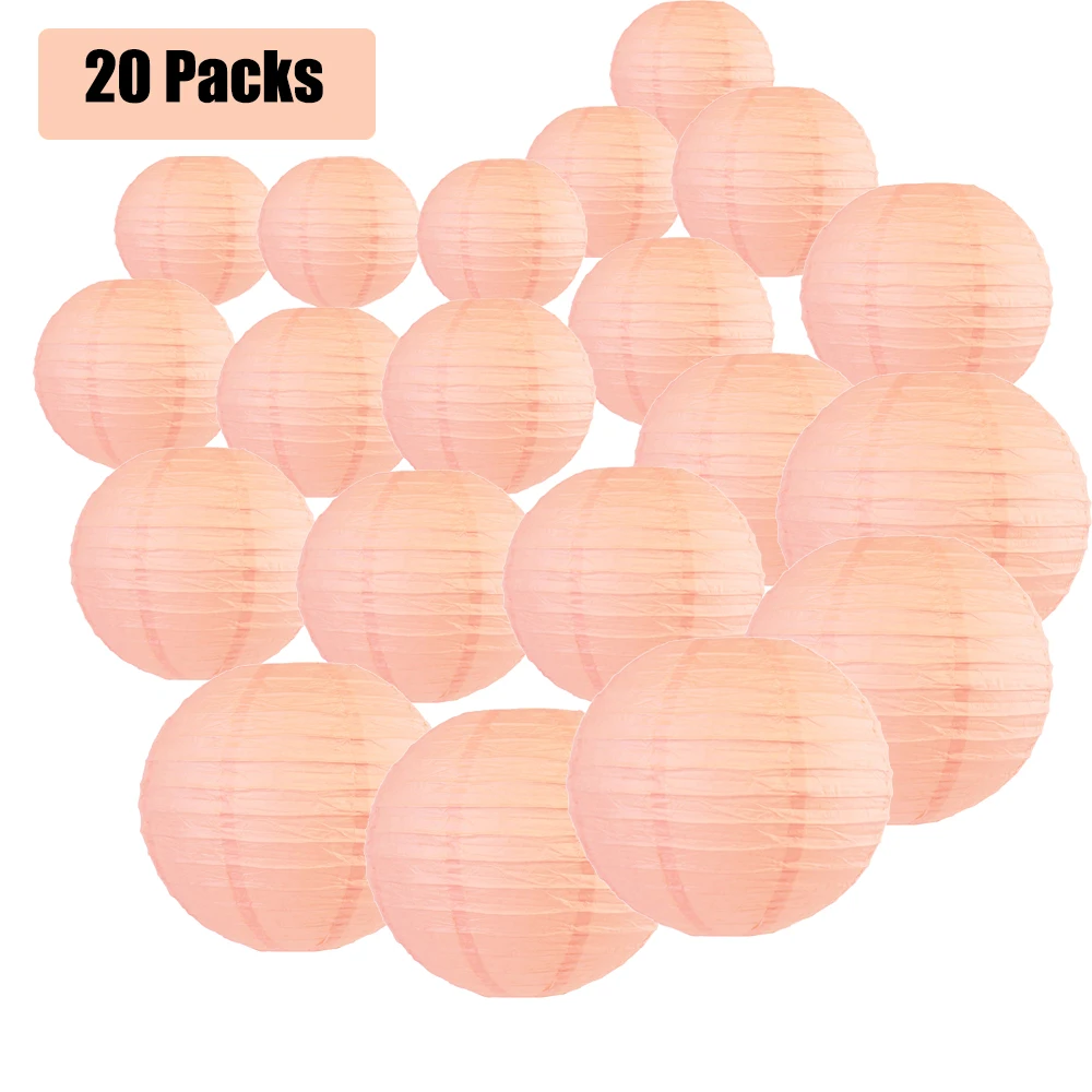 

20Pcs Peach Paper lanterns , Chinese Japanese Lanterns Bridal Shower Wedding Birthday Party Supplies 6"8"10"12"