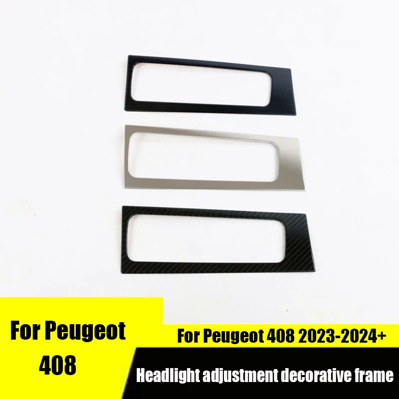 For Peugeot 408 2023 2024 Headlight adjustment decorative frame, car interior with switch button glitter