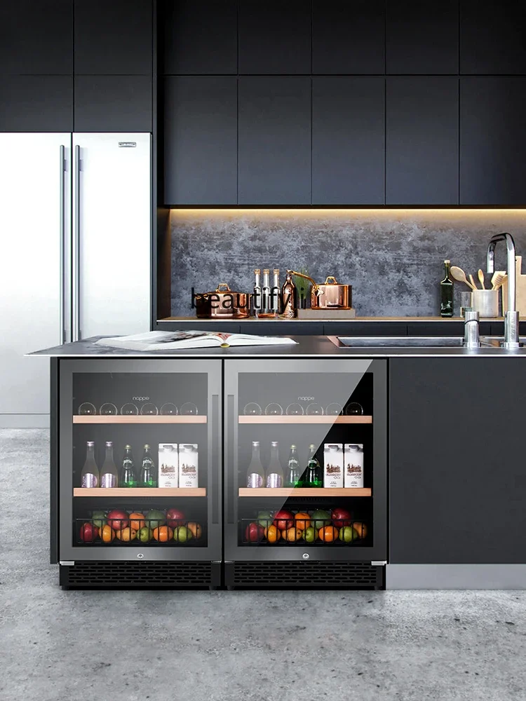 Modern Kitchen Island Embedded Ice Bar Household Embedded Constant Temperature Wine Cabinet  Refrigeration Fresh Cabinet