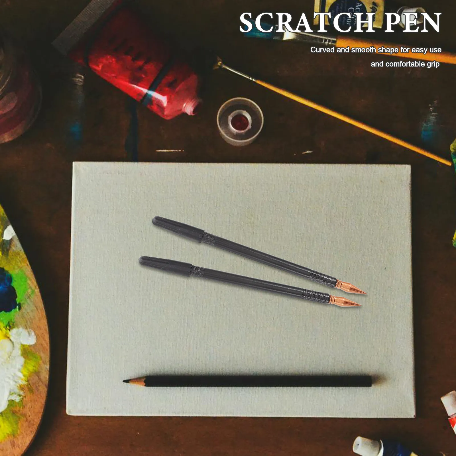 3Pcs Scratch Pen Expert Edition Classic Shape Curved Smooth Grip Scratch Paper Pen for Drawing Art Stylus Pens