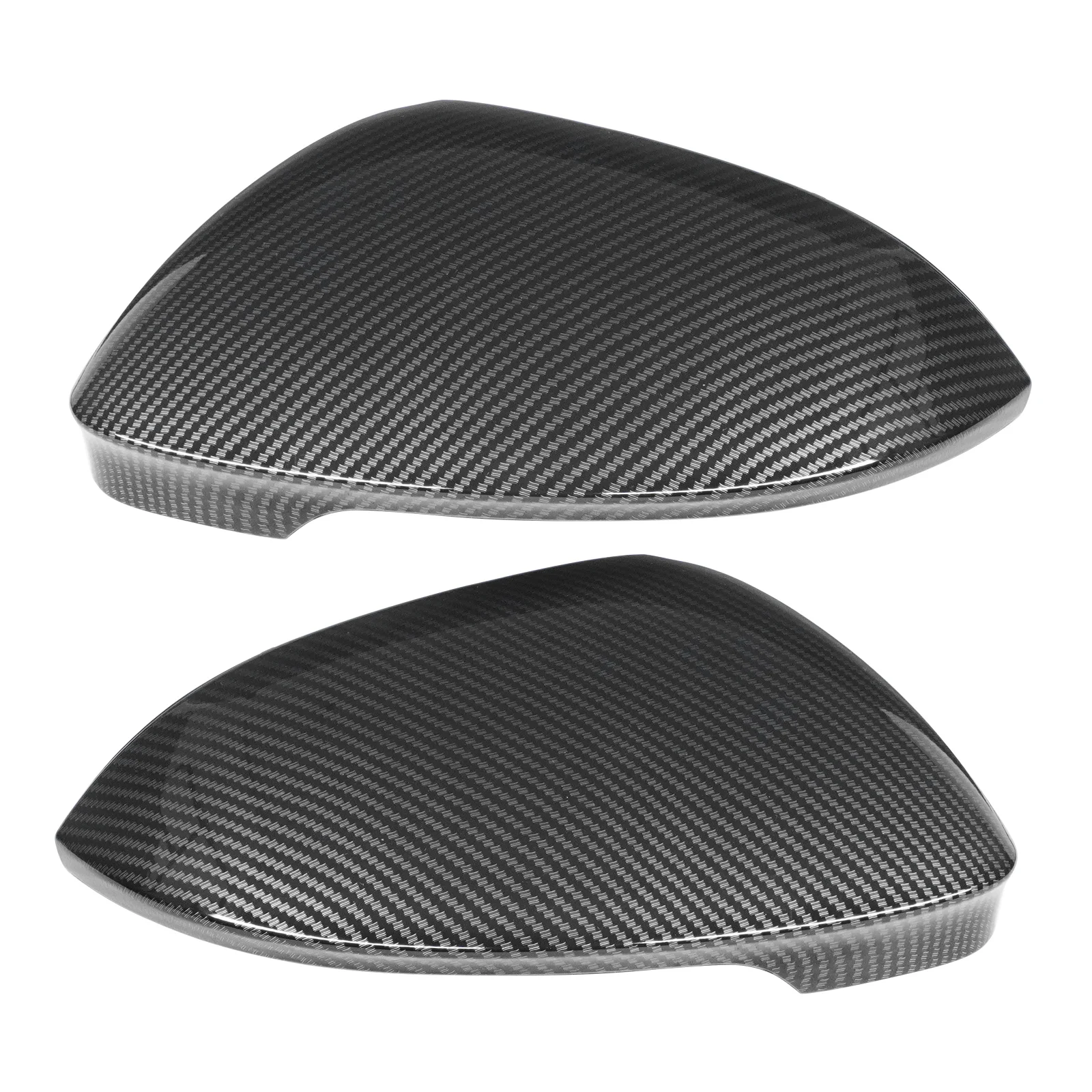 For VW Golf VIII MK8 2020-up With Side Lane Assist Gloss Black Rearview Wing Door Mirror Cover Caps Housing Carbon Fiber Style - view 4