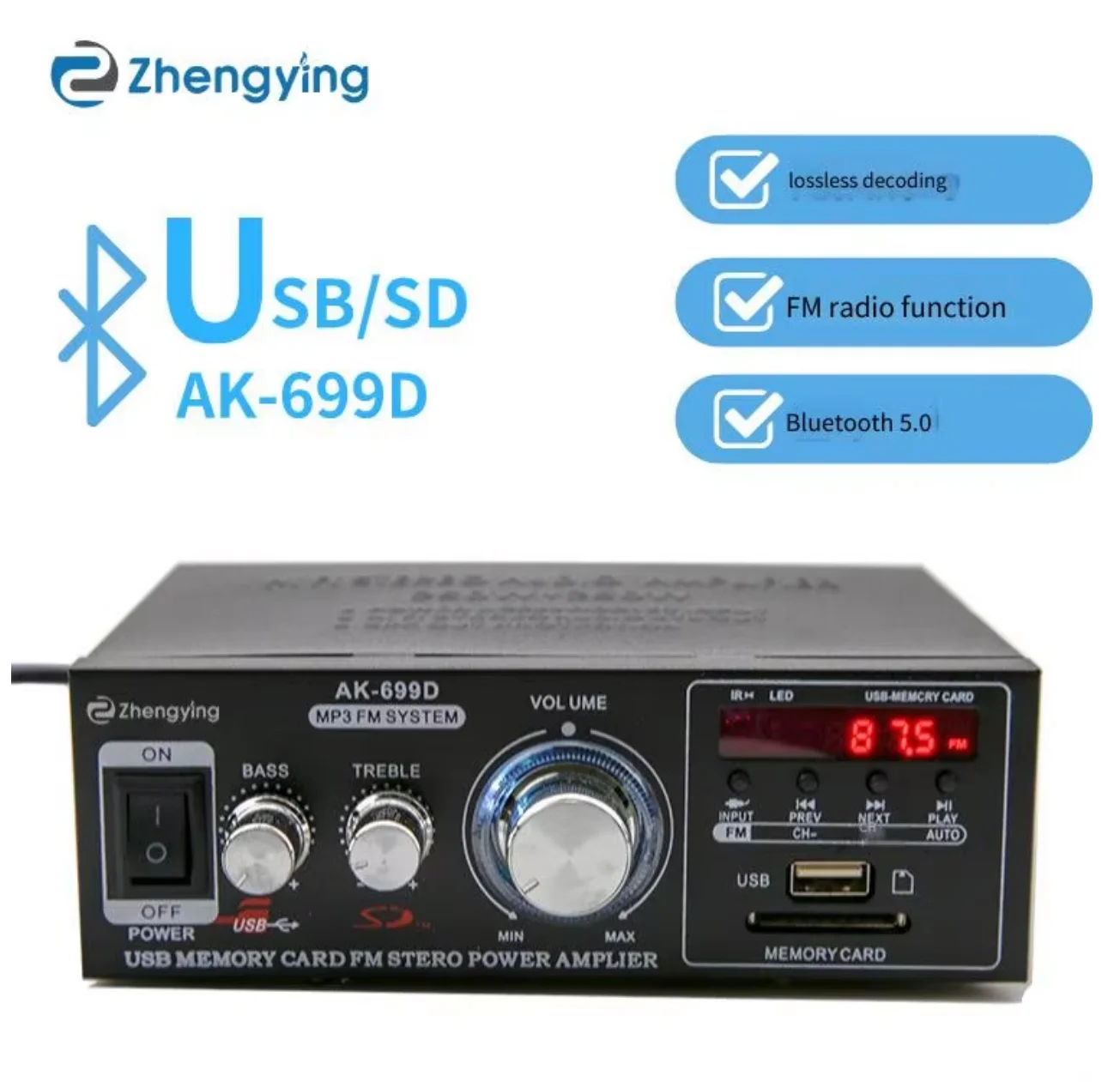 

220V High-power Bluetooth Amplifier Speaker Hifi Digital Stereo Sound Amplifier Support FM USB SD Mic Input Audio Amplifier