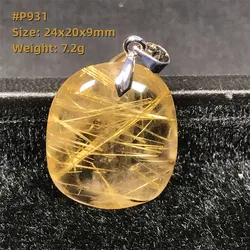 Top Natural Gold Rutilated Quartz Pendant For Women Man Reiki Crystal Love Wealth Luck Gift Beads Silver Gemstone Jewelry AAAAA