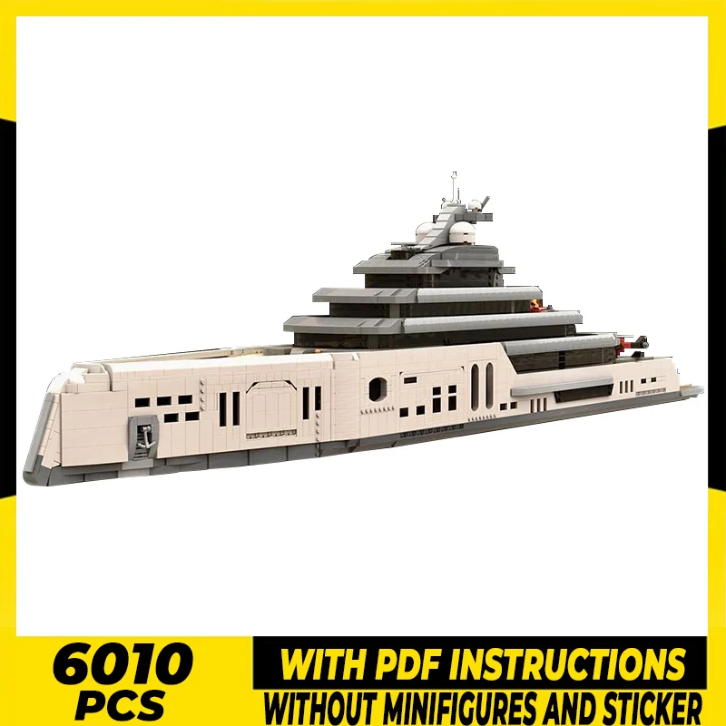 Large Luxury Yacht Model Moc Building Bricks Gas Turbine Ship Technology Modular Blocks Gifts Christmas Toys DIY Sets Assembly