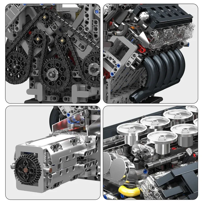 Mould King 10250 Motor técnico de potencia LR V10 Motor de bloques de construcción técnica Super coche Motor ladrillo juguete para adultos