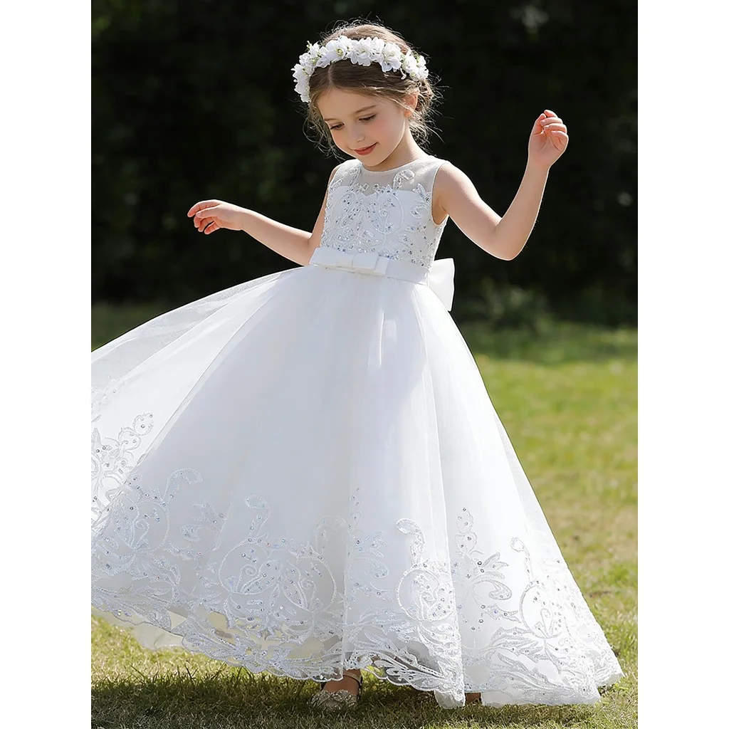 2026 Flower Girl Dresses For Weddings Lace Luxury Vestidos Princess Birthday Party Bridesmaid Dress For Kid 5-12 Years BIBIHOU image 3