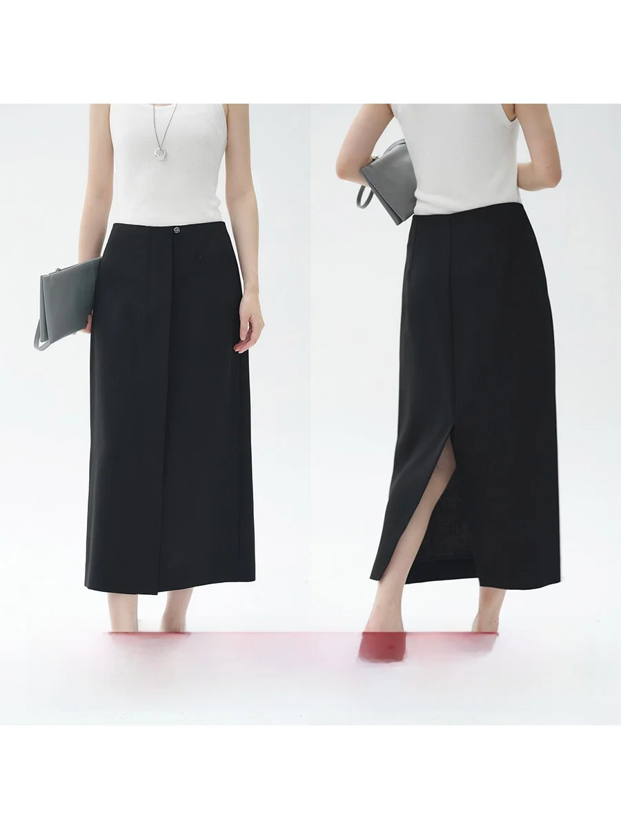 

Юбка Amyy Studios из тонкой смесовой шерсти с сильным эффектом скручивания, модная, с разрезом сзади, прямого кроя, элегантная, простая, стильная