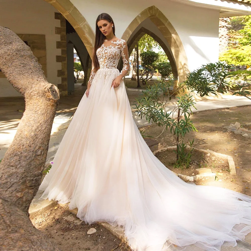 

Vintage Boho Wedding Dresses For Women 2023 Bride Beach Princess A Line Long Sleeves Illusion Bodices Country Bridal Gowns 2023