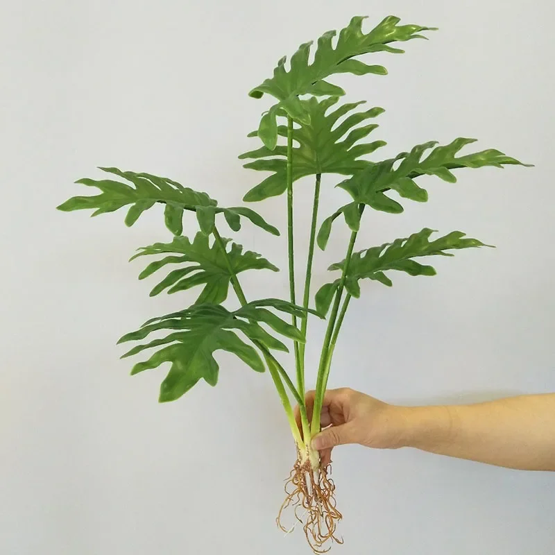 32 "große Gefälschte Pflanzen Tropical Monstera Künstliche Palme Kunststoff Blatt Wasser Anlage für Büro Schreibtisch Home Garten Grün decor – Detail 7