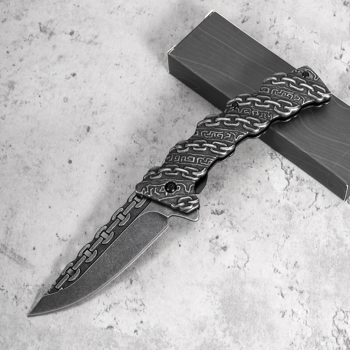 

Складной нож с цепочкой для кемпинга на открытом воздухе, крутая 3D текстурированная стальная ручка, подарок на Рождество и день рождения, мужской складной нож на заказ