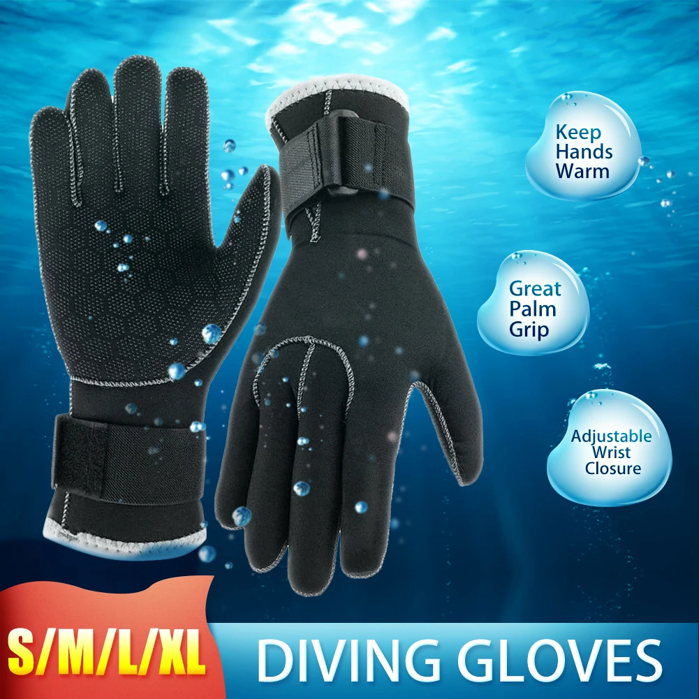 3MM Neoprene Gloves Anti Scratch Diving Wetsuit Gloves with Adjustable Strap for Scuba Diving Spearfishing Kayaking Surfing