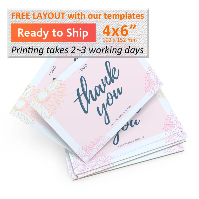 

50 0.Zhang.Custom.4x6in customized cute thank you card flyer party