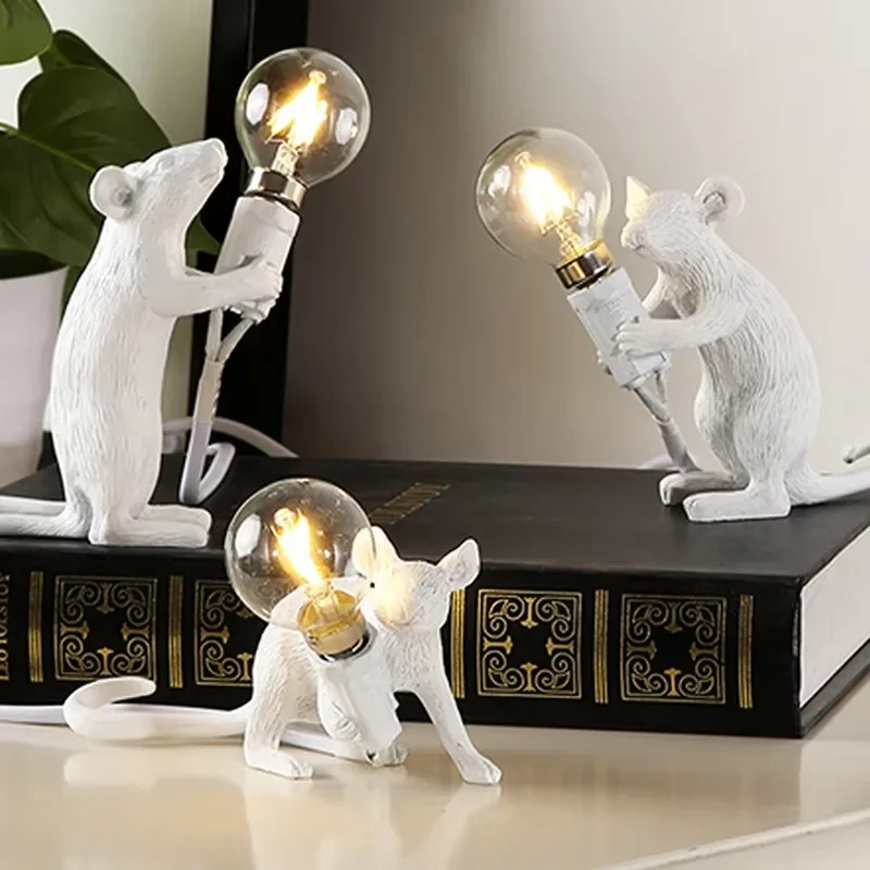 Dropshipping Nordic Mouse LED Table Lamp Modern Style Home Room Bedside Table Lights Indoor Home Decoration Lighting Stand Lamps